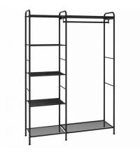 Вешалка-стеллаж "Валенсия-1", 1555х1090х300 мм, 7 полок, металл, черная, ГСВ1 Ч
